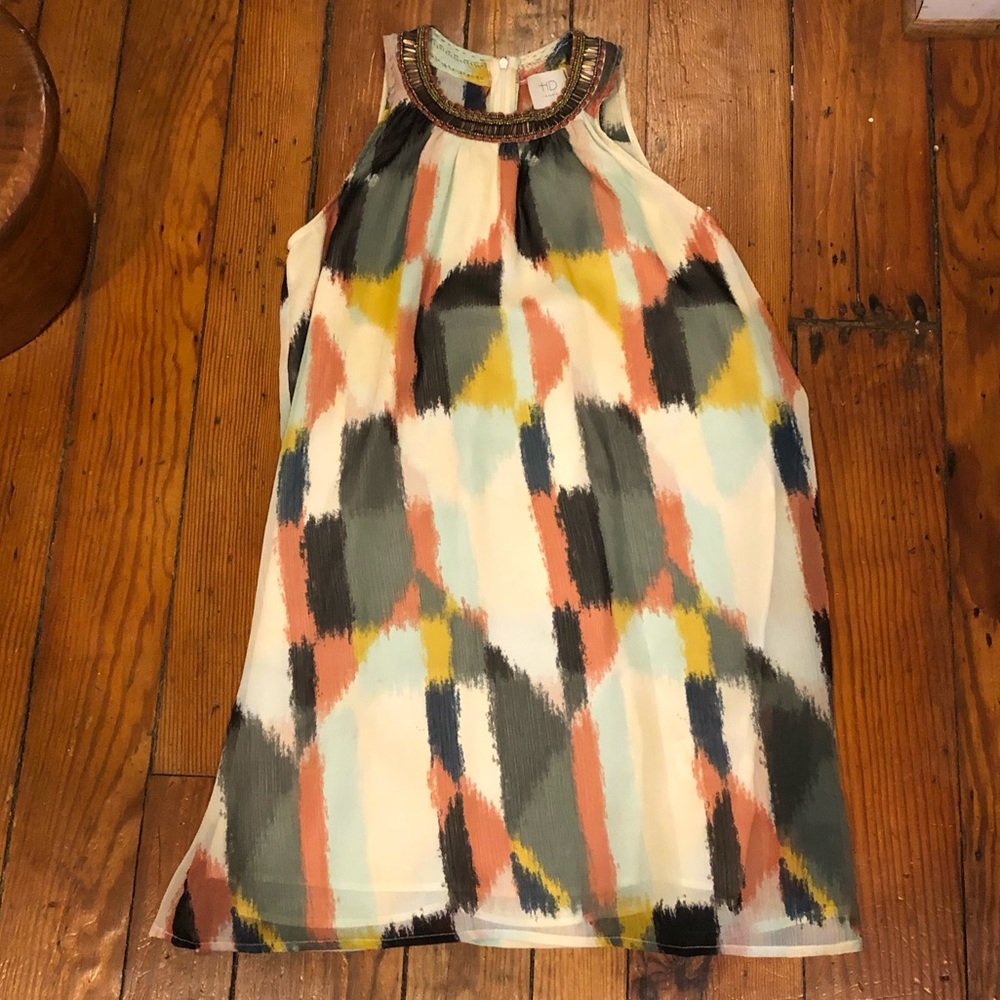 High Beaded Neck Shift Dress